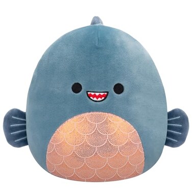 Squishmallows Original 8Inch Kurtz Grey Teal Piranha Official Jazwares Plush Little