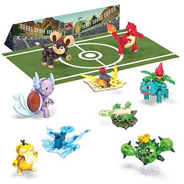 Mega Bloks MEGA Pokmon Action Figure Building Toys Set for Kids Trainer Team Challenge with 276 Pieces 6 Poseable Characters and Accessories