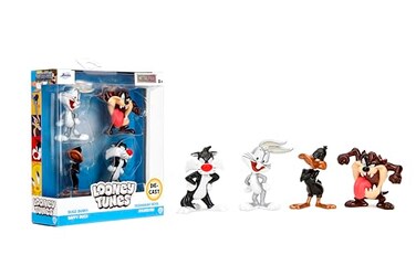 Jada Looney Tunes Metalfigs 4Pack Bugs Bunny Tasmanian Devil Daffy Duck Sylvester the Cat Collectible 25 Metal Figures