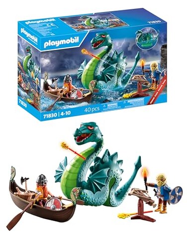 Playmobil Viking with Sea Monster Educational Toy from 4 Years Imaginative Play Set Dragon Drakkar Figure Stimulates Creativity 71830