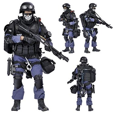 Lmzauet 12 inch Special Forces Action Figure 16 SWAT Team Set with Super Rich Accessories Attacker