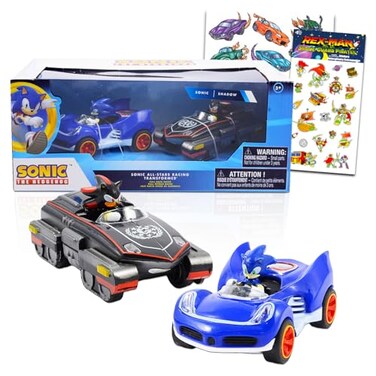 Sonic The Hedgehog Action Figure Set 5 Shadow and Sonic AllStars Pull Back Race Car Action Vehicles Party Supplies Toy Bundle