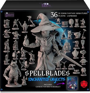 Wildspire Spellblades Enchanted Objects for DND Miniatures 28mm32mm PlayerCharacters NPC Bulk DD Minis Unpainted Dungeons Dragons Figures Accessories for Fantasy Tabletop RPG DND Pathfinder