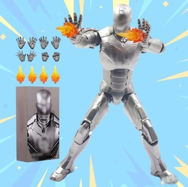LonullyMege MK2Ironman Collectible Action Figure7 Inch 10th Anniversary Metal Texture Painting Movable Mark Model Toys