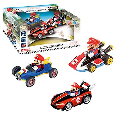 Carrera Pull Speed 15813016 Official Licensed Kids Toy Car Pull Back Vehicle for Ages 3 and Up Mario Kart MarioWild Wing MarioMach 8 Mario