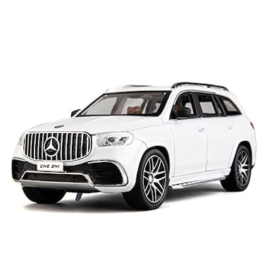 WAKAKAC 124 GLS63 AMG Model CarZinc Alloy Diecast Toy Car Pull Back with Light and Sound Toy Vehicle Door Can Be Opened White