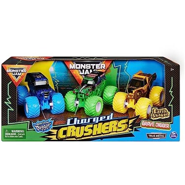 Monster Jam Ground Shaker 3 Pack Grave Digger El Toro Loco and Blue Thunder 164 Scale DieCast Vehicles