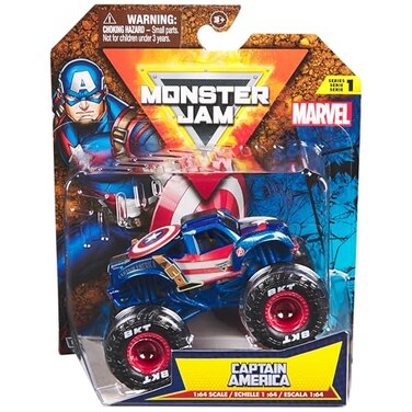 Monster Jam Original Monster Truck in Marvel Superhero Design Monster Stunt Action to Play and Collect Scale 164 Ages 3 Assorted Designs Random