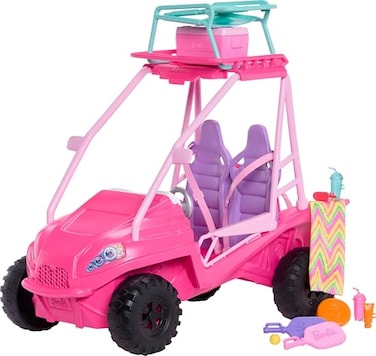 Barbie Mysteries Beach Detectives Playset with Beach Buggy Toy Car 10 Accessories Including Chair Towel