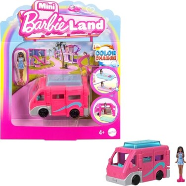 Barbie Mini BarbieLand Playsets with Toy Vehicle 15inch Doll DreamCamper with Working Doors ColorChange Pool