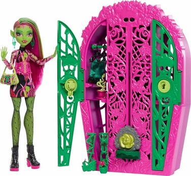Monster High Skulltimate Secrets Doll Accessories Set Garden Mysteries Venus McFlytrap with Reveal Closet 19 Tea Party Surprises Like Clothes