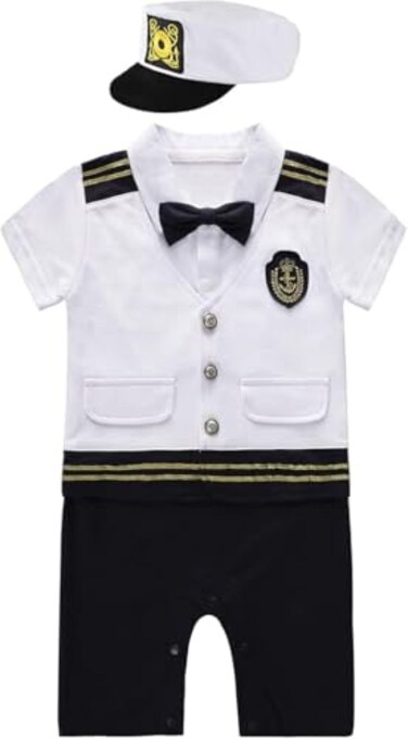 COSLAND Baby Captain Costume Infant Boys Nautical Outfits White 612 Months