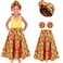 Tarpop 3 Pcs Girl African Outfits Dashiki Ankara African Attire Maxi Dashiki Skirt Toddler Kid Boho Head Wrap Dangle Earring910 Years