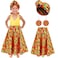 Tarpop 3 Pcs Girl African Outfits Dashiki Ankara African Attire Maxi Dashiki Skirt Toddler Kid Boho Head Wrap Dangle Earring910 Years