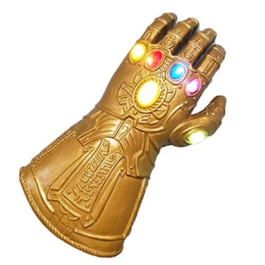 CoserWorld Latex Infinity Hand Glove with Light Up LED Gift for Halloween and Cosplay Gold