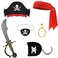 FUEAWIM 6 Pcs Pirate Accessories Include Pirate Headband Hat Eye Patch Hook Costume Accessories Halloween Priate Party Supplies