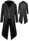 BITSEACOCO Boys Medieval Tailcoat Jacket Halloween Costumes Gothic Steampunk Vintage Victorian Frock High Collar Uniform Coat BlackS