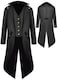 BITSEACOCO Boys Medieval Tailcoat Jacket Halloween Costumes Gothic Steampunk Vintage Victorian Frock High Collar Uniform Coat BlackL