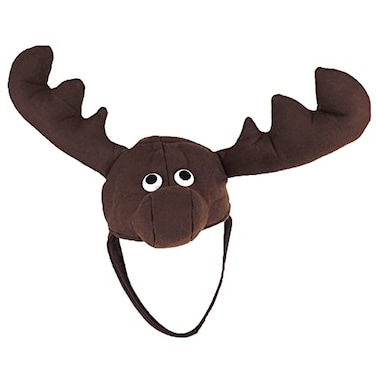 NOVELTY GIANT WWW.NOVELTYGIANT.COM NOVELTY GIANT WWWNOVELTYGIANTCOM Dark Brown Plush Crazy Moose Hat with Antlers and Chin Strap