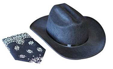 Aeromax Junior Cowboy Hat with Bandanna Black