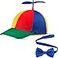 Sintege Propeller Top Hat Rainbow Nerd Silly Twirly Cap Helicopter Hat with Spinner and Adjustable Bowtie for CostumesBlue2 Pieces