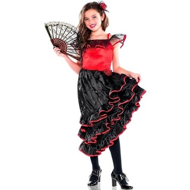 Amscan Elegant Spanish Dancer Costume Set For Ages 1214 Large Size 1 Pc Dazzling Red Black Design Perfect for Themed Parties and Performances