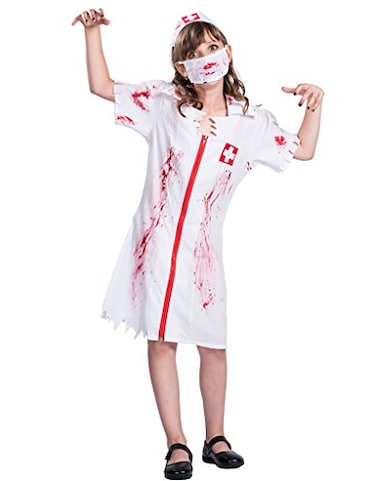 EraSpooky Girls Halloween Zombie Nurse CostumeWhite Small