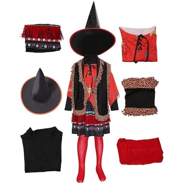 Taeyue Kids Girls Dani Dennison Costume Halloween Witch Cosplay Dress Suit with HatMedium Red