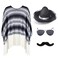 Yahenda 4 Pcs Colrful Costume Set for Adults Include Colrful Serape Poncho Sombrero Sunglasses MoustacheNovelty