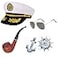 Feacole Sailor Ship Yacht Boat Captain Hat Costume Accessories Sailor CapWooden PipeAviator Sunglasses White