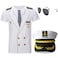 Gionforsy Captain Sailor Costume Set Captain Shirt Hat Accessory Set for Costume Party Cosplay Halloween White Medium