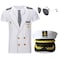 Gionforsy Captain Sailor Costume Set Captain Shirt Hat Accessory Set for Costume Party Cosplay Halloween White Medium