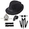 RAINDEWLL 1920s Accessories for Men 20s Gatsby Gangster Costume Accessories Set Fedora Hat Suspenders Black