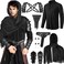 Fasouna 7 Pcs Mens Renaissance Costume Set Medieval Pirate Shirt Viking Shawl Belt Shoulder Armor Sword Bag Cosplay Medium