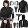 Fasouna 7 Pcs Mens Renaissance Costume Set Medieval Pirate Shirt Viking Shawl Belt Shoulder Armor Sword Bag Cosplay Medium