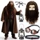 CraftyDream 5 Pcs Wizard Party Costume Halloween Cosplay Wizard Brown Wig and Beard Retro Steampunk Goggles Glasses for Men Halloween