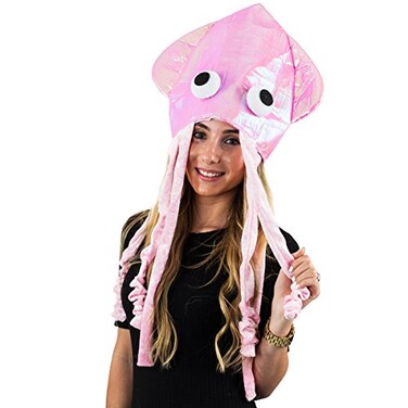 Funny Party Hats Squid Hat Funny Fun and Crazy Hats in Many Styles Shiny Pink Squid Hat