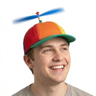 Interstellar Propeller Adult Propeller Beanie Hat Original Flying Propeller Cap Made in USA MultiColor 6Panel Design with Spinning Propeller Frog topper
