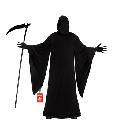 Morph Grim Reaper Costume For Men Adult Grim Reaper Robe Spooky Halloween Outfit Dark Cloak For Parties Large