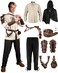 Panitay 8 Pcs Mens Renaissance Costume Set Halloween Medieval Viking Shirt Pant Belt Cape Bracer Sword BagMediumClassic Color