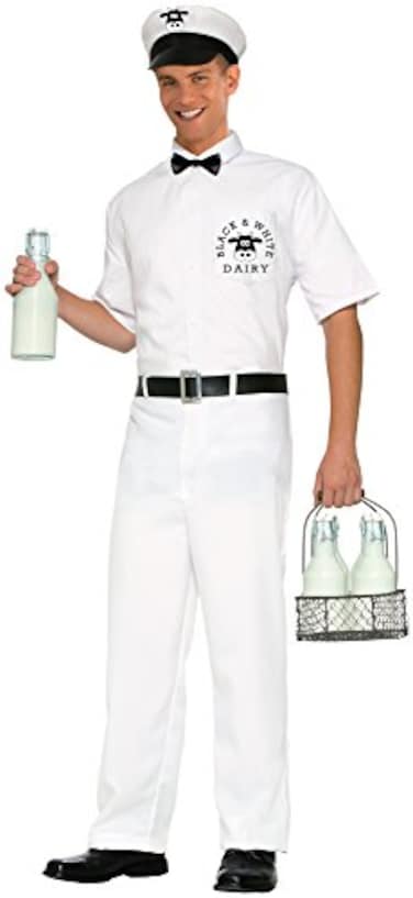 Rubies 1950s Milkman Costume for Adults Mens Standard White