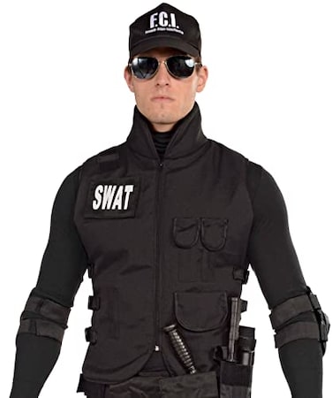 Rubies SWAT Zip Up Vest for Adults Mens One Size Black