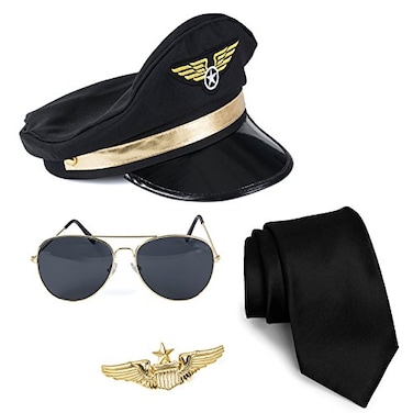 Tigerdoe Pilot Costume For Kids 4 Piece Set for Adults and Teens Captain Accessories