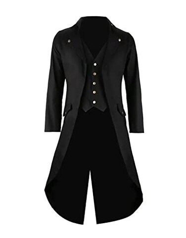 GOLDSTITCH Mens Black Vintage Tailcoat Jacket Fancy Cool Cosplay Costume Robe Black Large