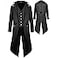 BITSEACOCO Mens Gothic Medieval Tailcoat Jacket Steampunk Vintage Victorian Frock High Collar CoatSBlack
