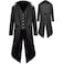 BITSEACOCO Mens Gothic Medieval Tailcoat Jacket Steampunk Vintage Victorian Frock High Collar CoatSBlack