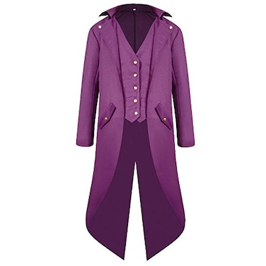 HZY HZY Mens Steampunk Vintage Tailcoat Jacket Gothic Victorian Frock Coat Uniform Halloween Costume