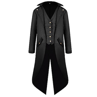 HZY HZY Mens Steampunk Vintage Tailcoat Jacket Gothic Victorian Frock Coat Uniform Halloween Costume