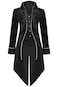 SIAEAMRG Medieval Steampunk Tailcoat Halloween Costumes for Men Renaissance Pirate Vampire Gothic Jackets Vintage Warlock Frock Coat M Black