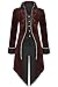 SIAEAMRG Medieval Steampunk Tailcoat Halloween Costumes for Men Renaissance Pirate Vampire Gothic Jackets Vintage Warlock Frock Coat XL Red